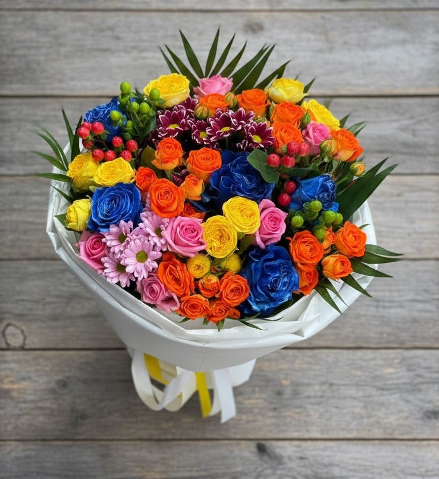 Букет цветов из: Розы и Хризантемы в Онгудай