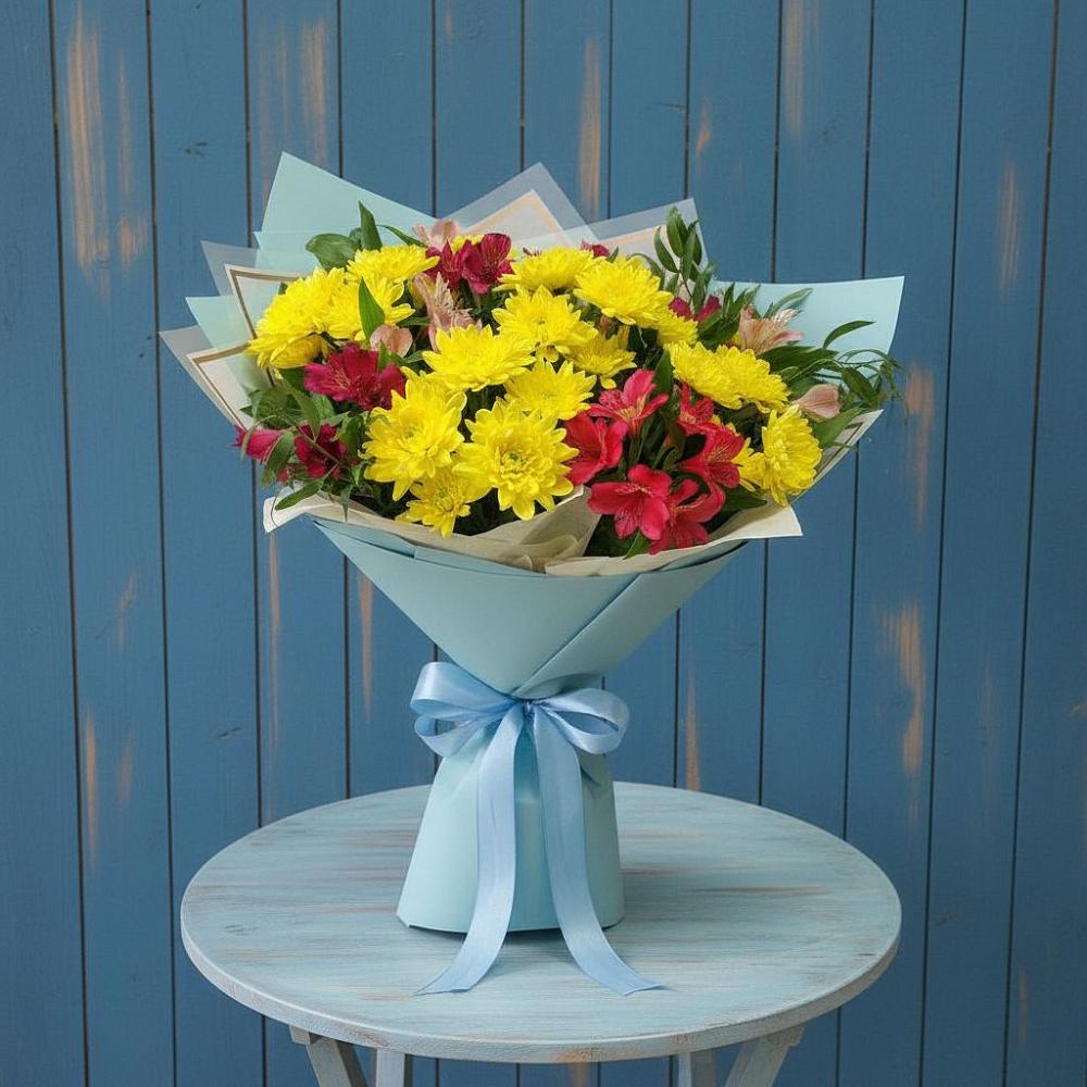 Букет цветов из: Альстромерии и Хризантемы в Онгудай