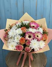 Букет цветов из:  Розы, Герберы и Хризантемы в Онгудай