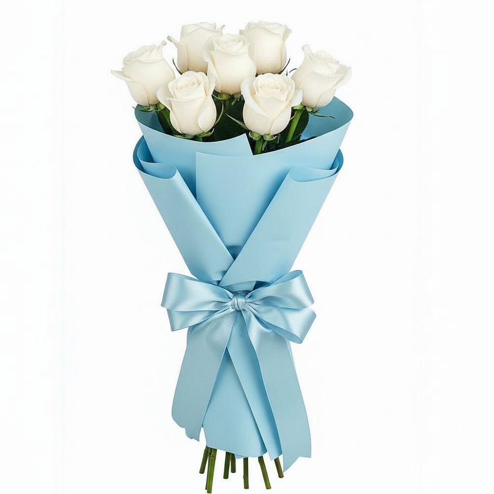 Букет 7 белых роз Проуд в Онгудай