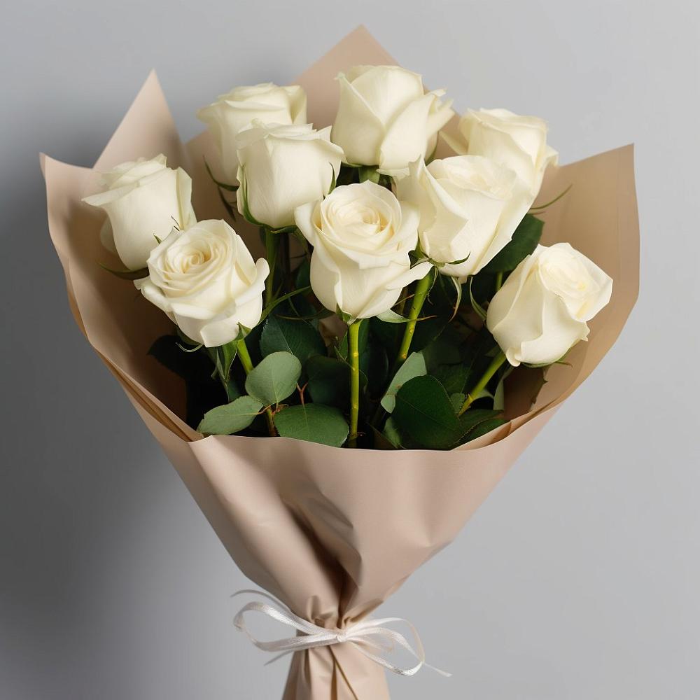 Букет 9 Белых роз Эдлесс Лав в Онгудай