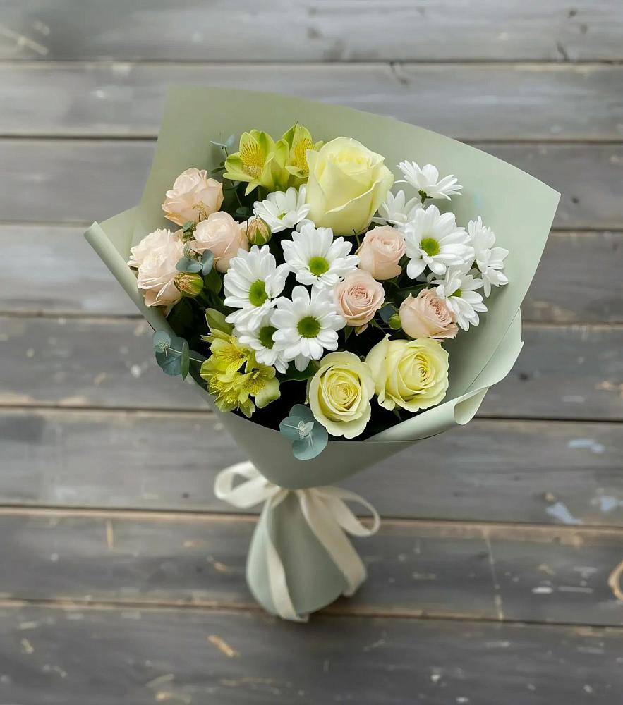 Букет цветов из: Альстромерии, Розы и Хризантемы в Онгудай