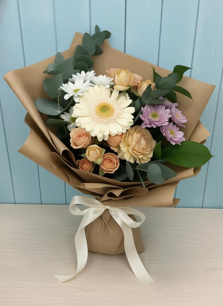 Букет цветов из: Герберы и Хризантемы в Онгудай