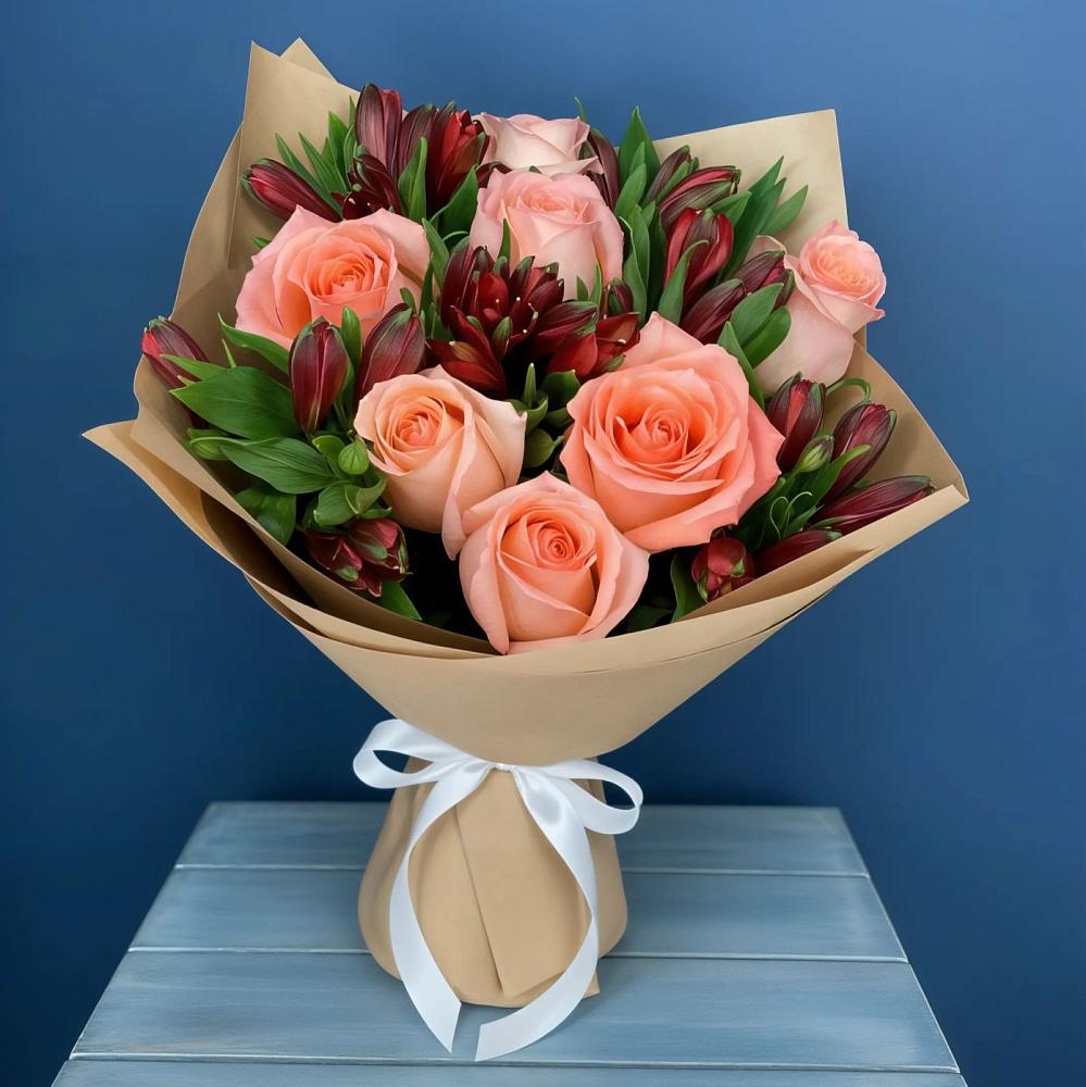 Букет цветов из: Розы и Альстромерии в Онгудай