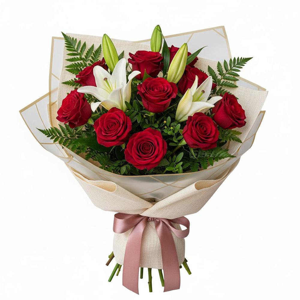 Букет цветов из: Лилии и Розы в Онгудай