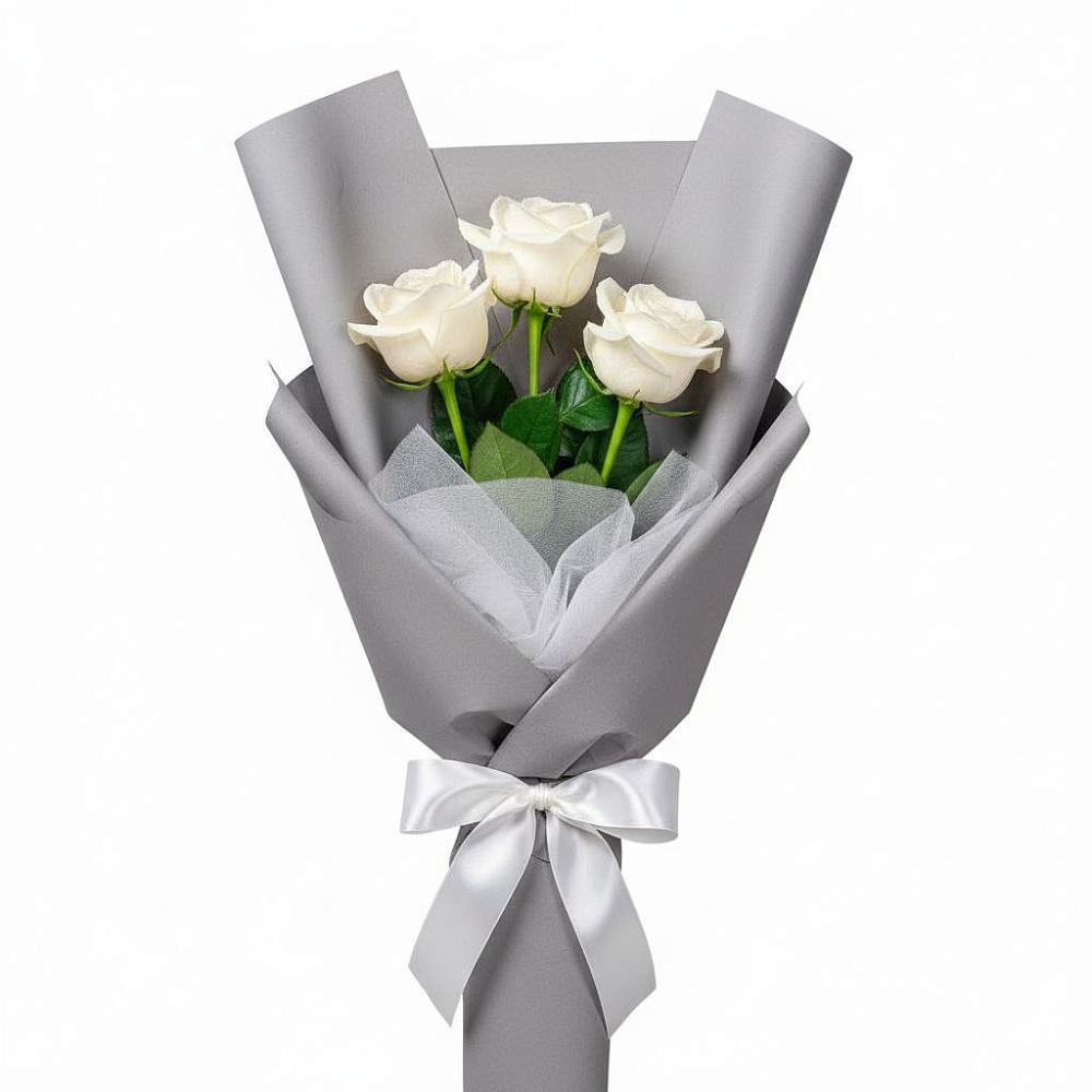Букет 3 белые розы в Онгудай