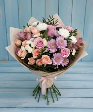 Букет цветов из:  Хризантемы, Розы и Альстромерии в Онгудай