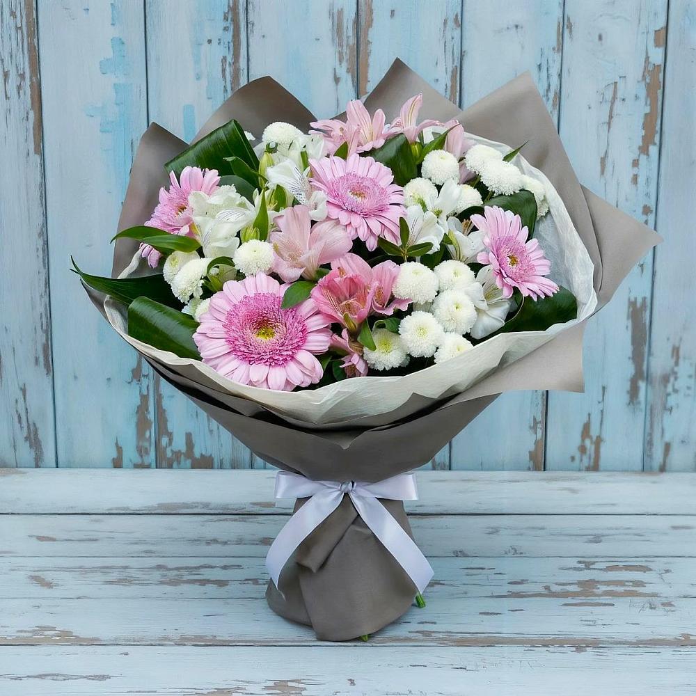 Букет цветов из: Герберы, Альстромерии и Хризантемы в Онгудай